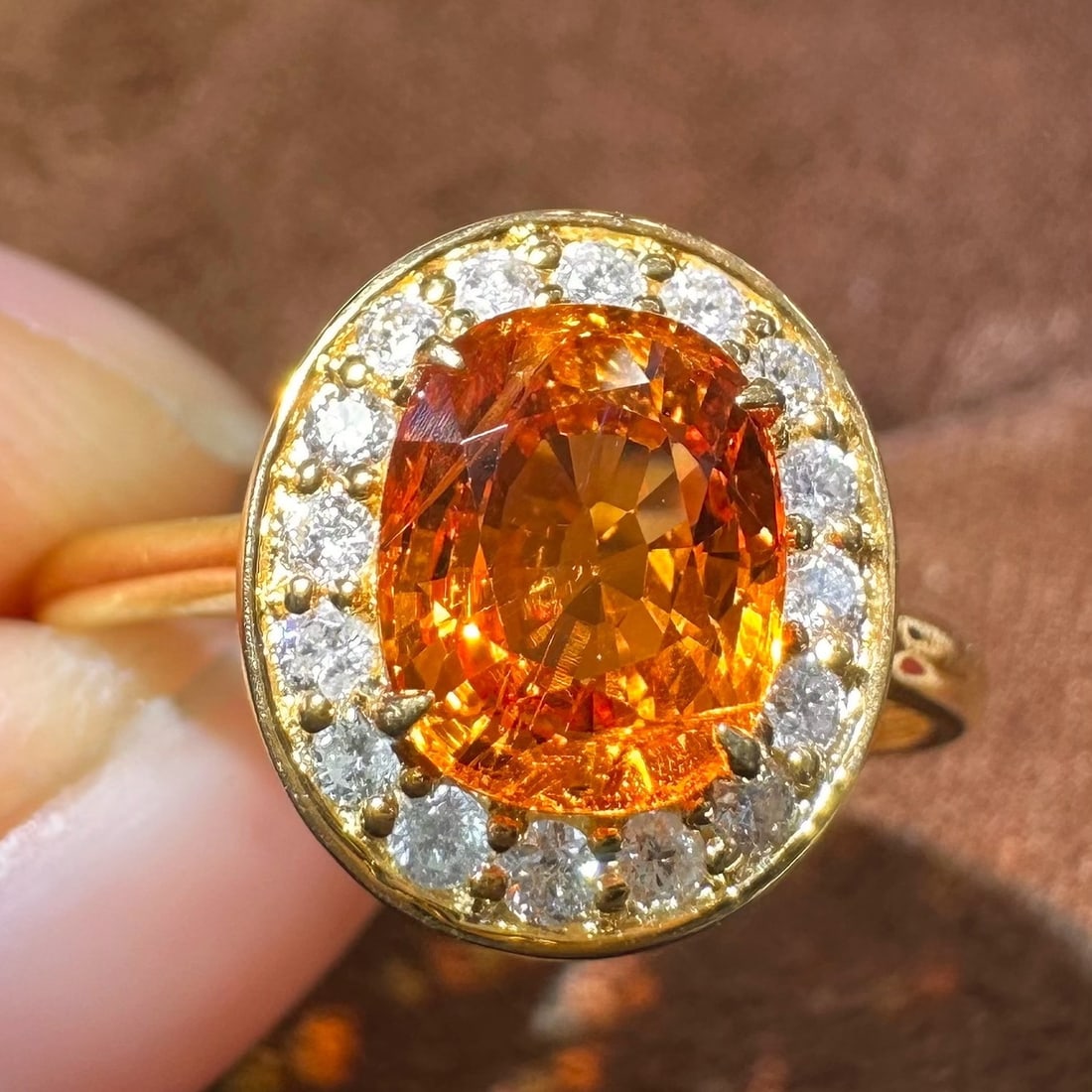 14k Gold 2.25 Ctw Natural Spessartine & Diamond Ring - 2