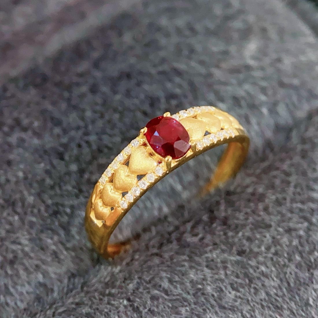14k Gold 0.45 Ct Natural Ruby & Diamond Ring - 2