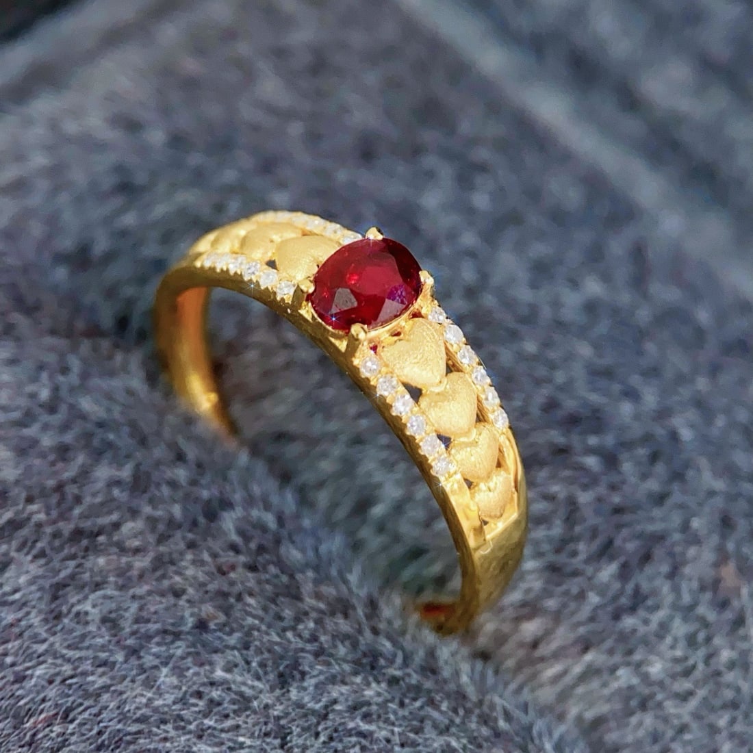 14k Gold 0.45 Ct Natural Ruby & Diamond Ring - 3