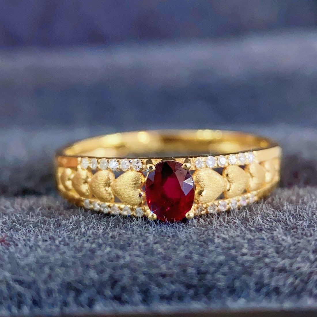 14k Gold 0.45 Ct Natural Ruby & Diamond Ring - 4