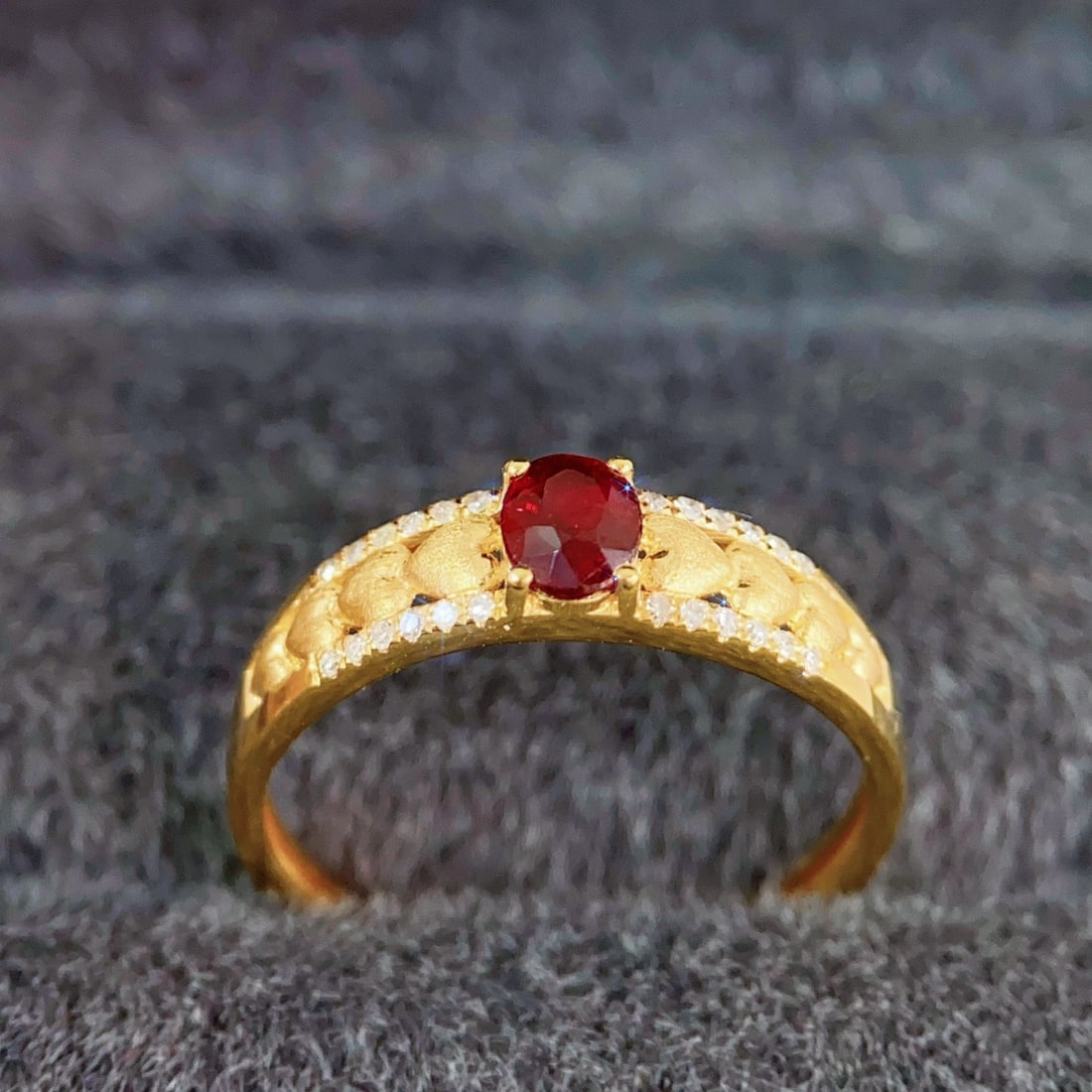 14k Gold 0.45 Ct Natural Ruby & Diamond Ring - 6