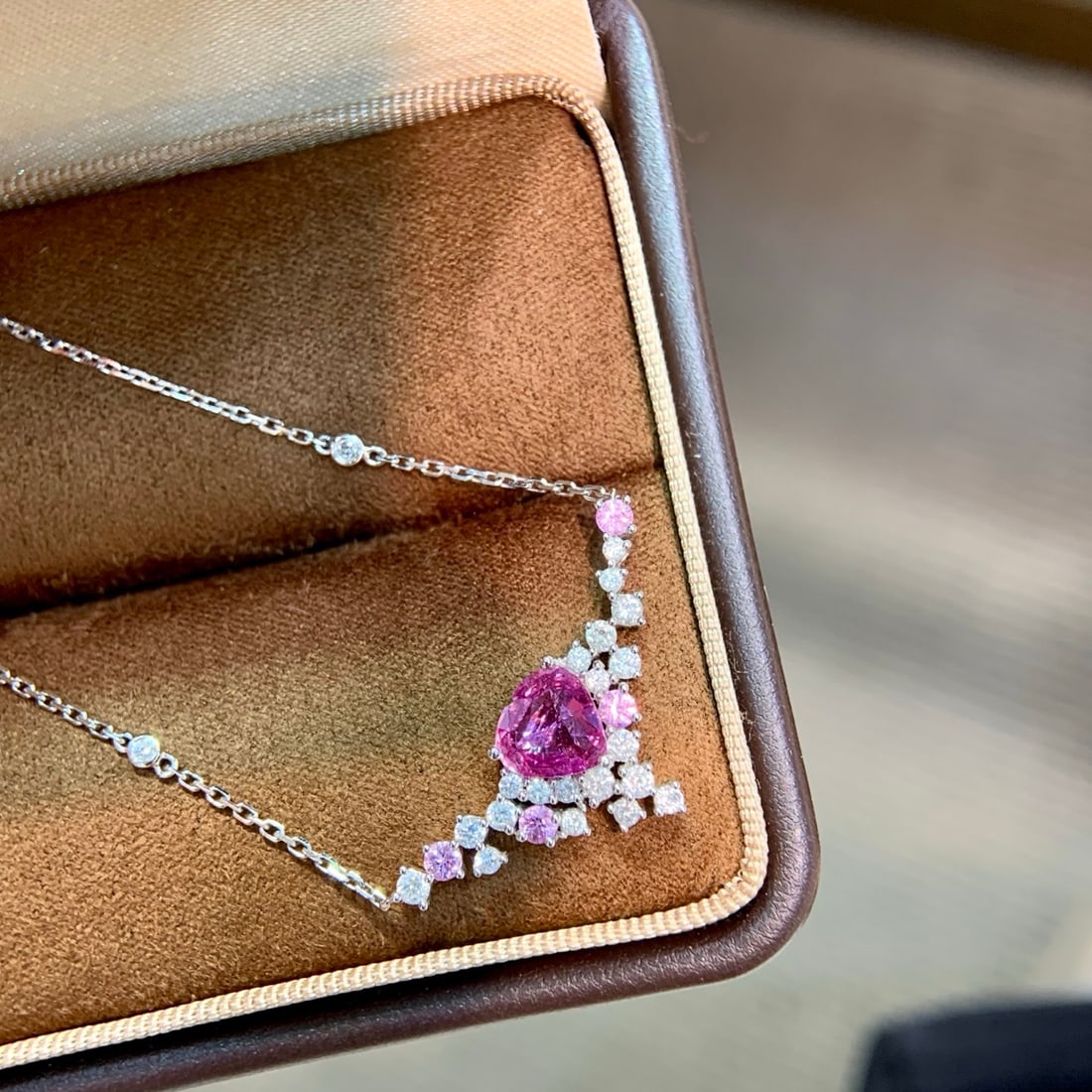 14k Gold 1.44 Ctw Natural Sapphire & Diamond Necklace - 4