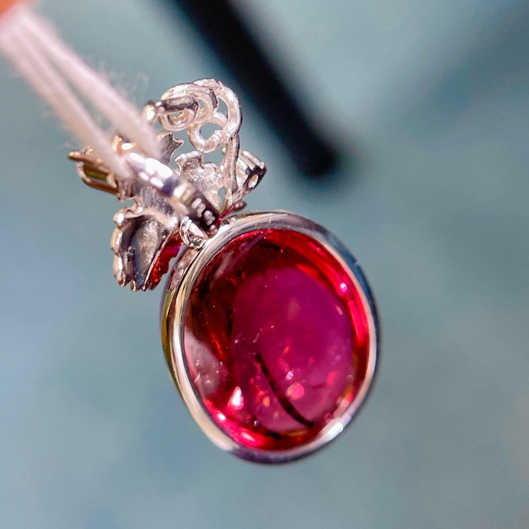 14k Gold 19.11 Ctw Natural Tourmaline & Diamond Pendant( Without Chain ) - 5
