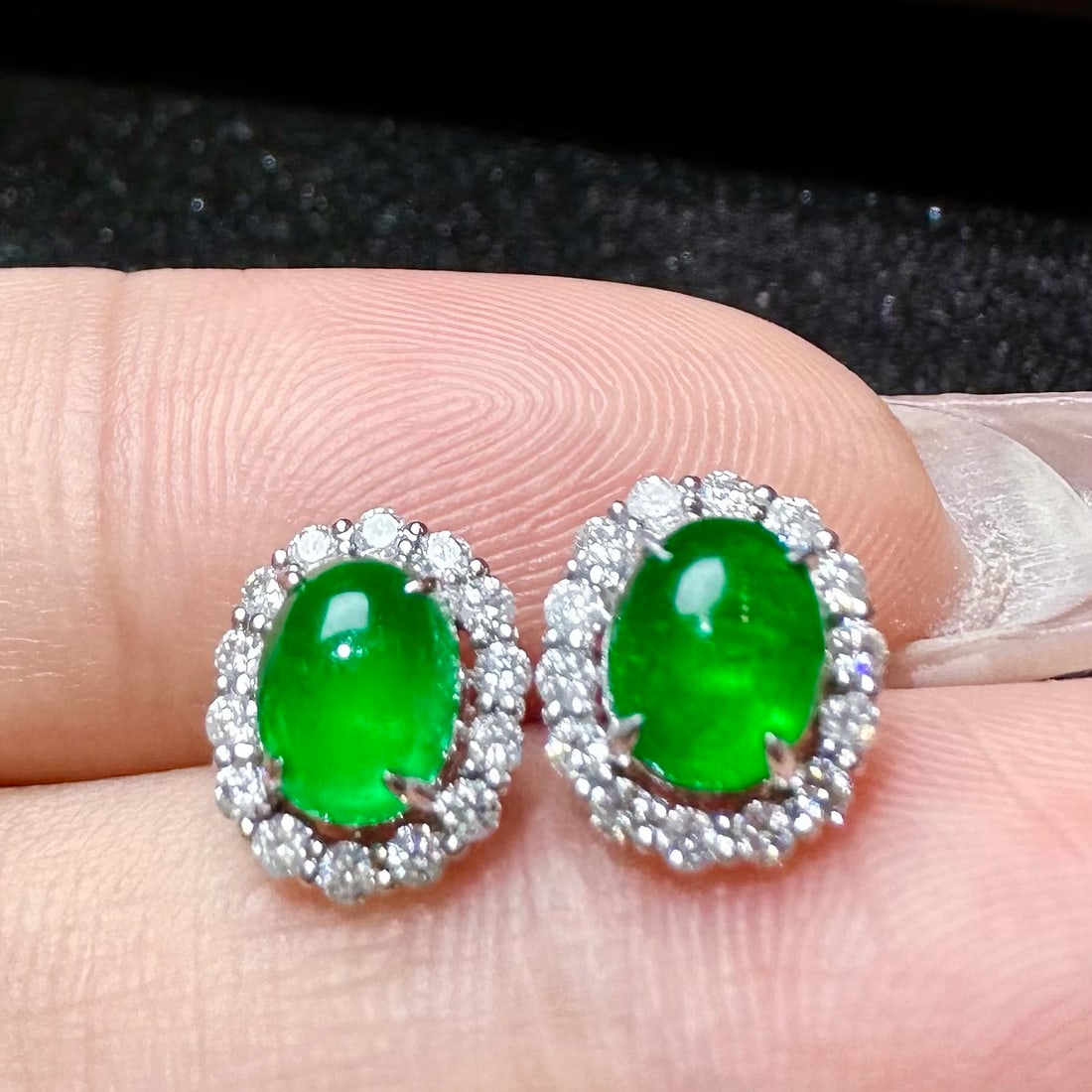 14k Gold 1.3 Ct Natural Emerald & Diamond Earrings - 3