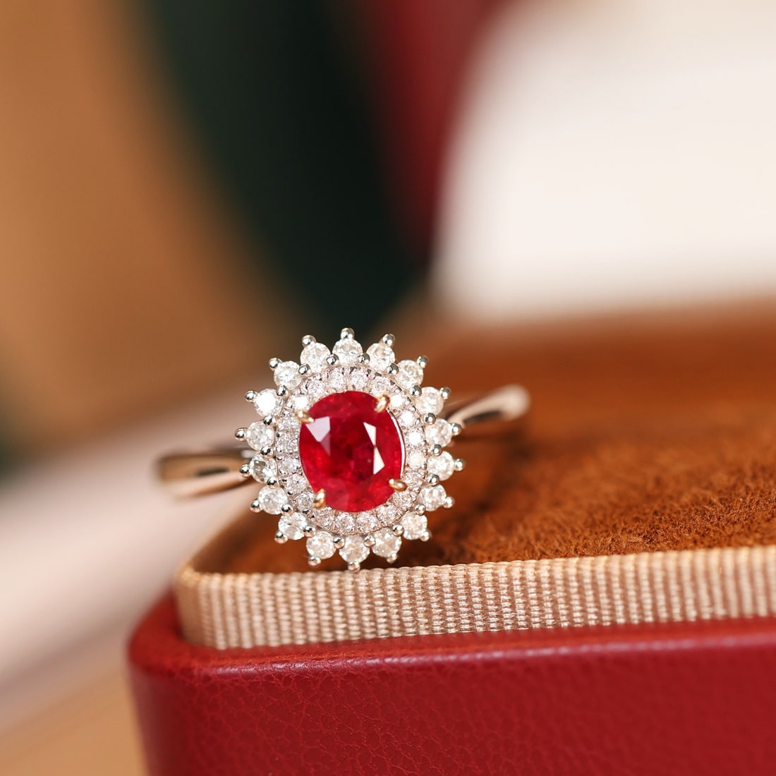 14k Gold 1.14 Ctw Vivid Red Natural Ruby & Diamond Ring - 2