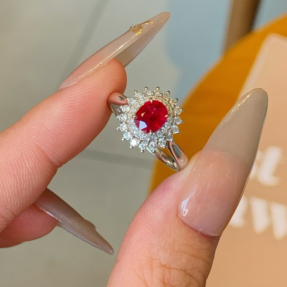 14k Gold 1.14 Ctw Vivid Red Natural Ruby & Diamond Ring - 7