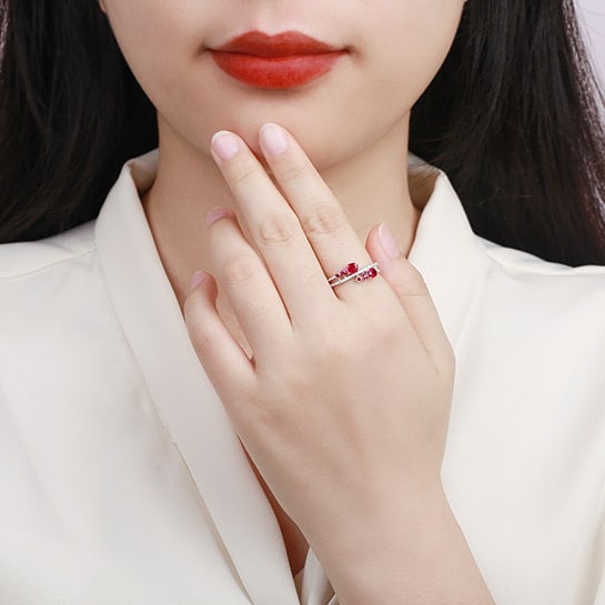 14k Gold 0.86 Ctw Natural Ruby & Diamond Ring - 5