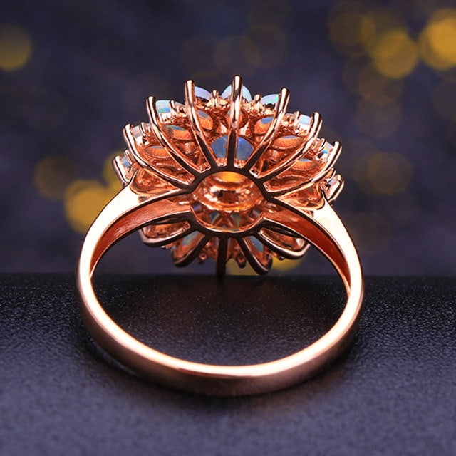 14k Gold 1.25 Ctw Natural Opal & Diamond Ring - 4