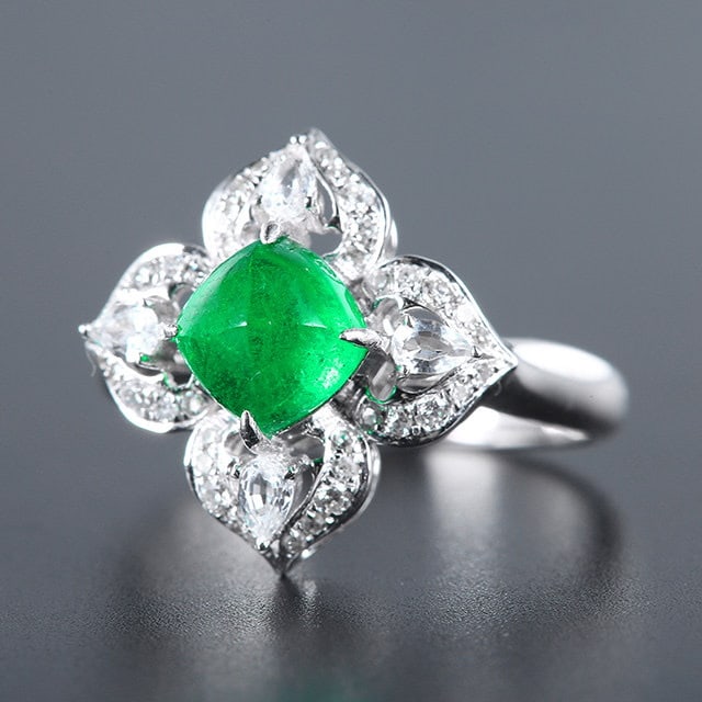14k Gold 1.74 Ctw Natural Emerald & Diamond Ring - 2