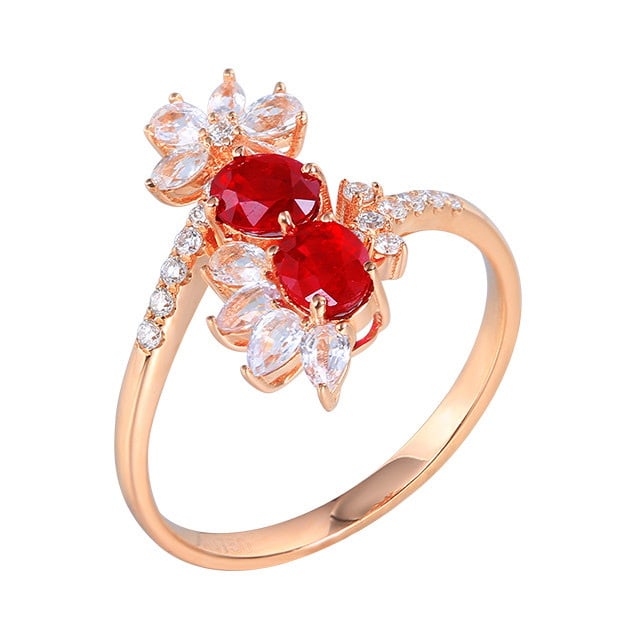 14k Gold 1.07 Ctw Natural Ruby & Diamond Ring - 5