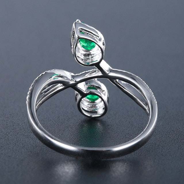 14k Gold 0.73 Ctw Natural Emerald & Diamond Ring - 4