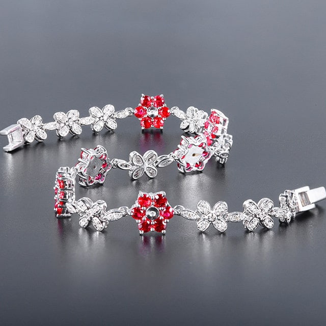 14k Gold 2.86 Ctw Natural Ruby & Diamond Bracelet - 2