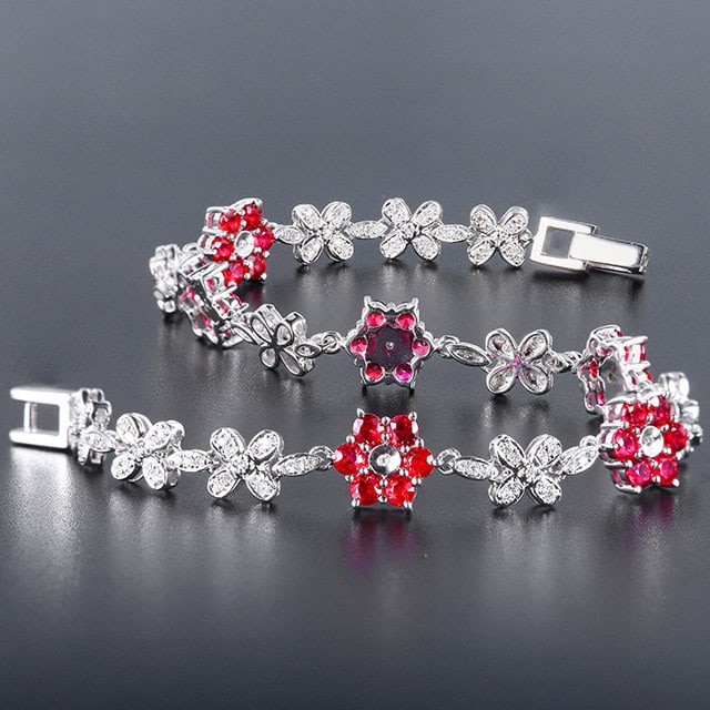 14k Gold 2.86 Ctw Natural Ruby & Diamond Bracelet - 3
