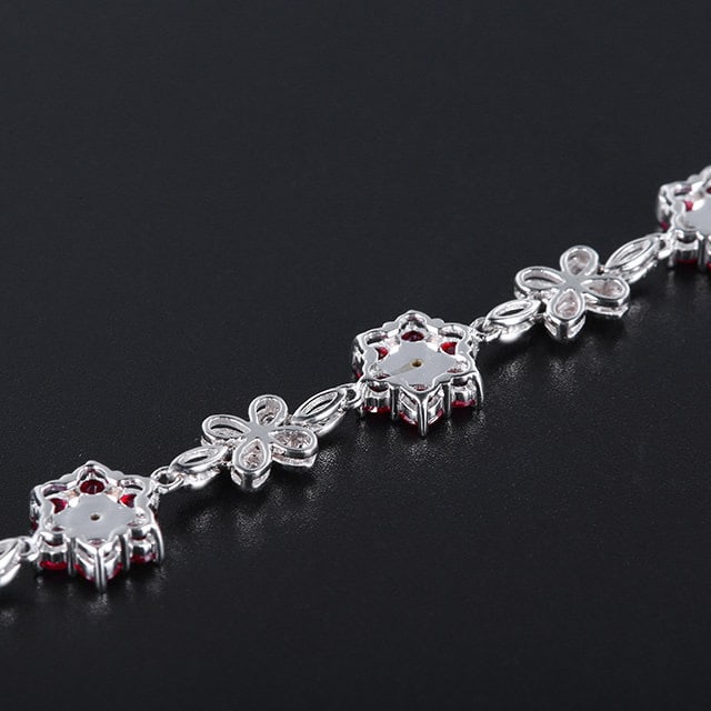 14k Gold 2.86 Ctw Natural Ruby & Diamond Bracelet - 4