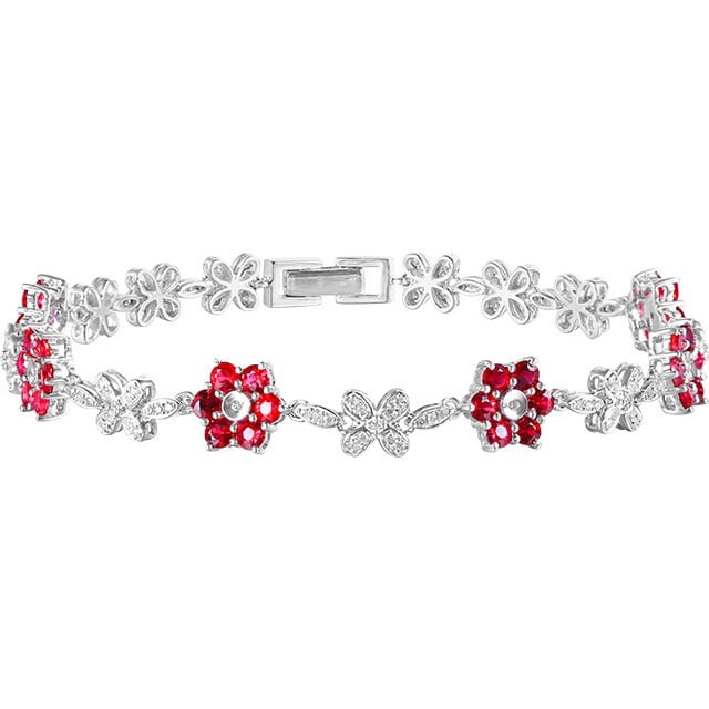 14k Gold 2.86 Ctw Natural Ruby & Diamond Bracelet - 5
