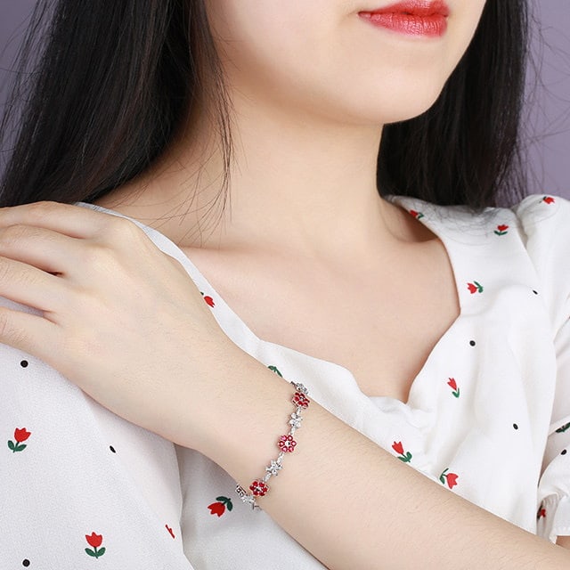 14k Gold 2.86 Ctw Natural Ruby & Diamond Bracelet - 6