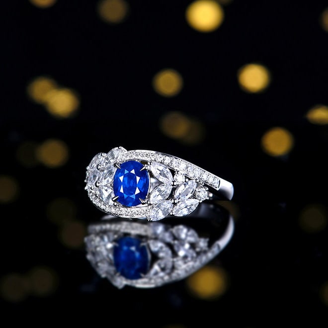 14k Gold 1.1 Ctw Natural Sapphire & Diamond Ring - 2