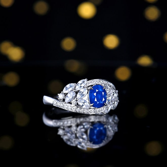 14k Gold 1.1 Ctw Natural Sapphire & Diamond Ring - 3