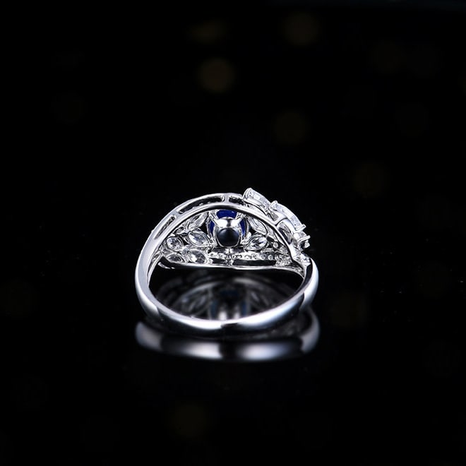 14k Gold 1.1 Ctw Natural Sapphire & Diamond Ring - 4