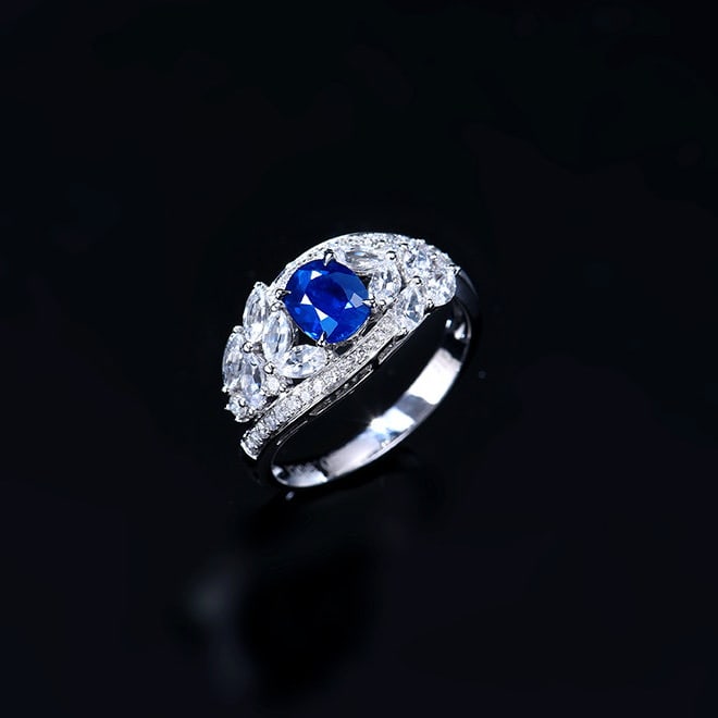 14k Gold 1.1 Ctw Natural Sapphire & Diamond Ring - 5