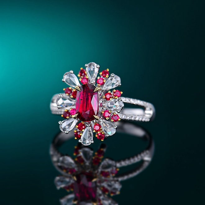 14k Gold 1.45 Ctw Natural Ruby & Diamond Ring/pendant( Without Chain ) - 2