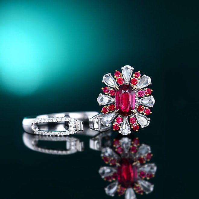 14k Gold 1.45 Ctw Natural Ruby & Diamond Ring/pendant( Without Chain ) - 7