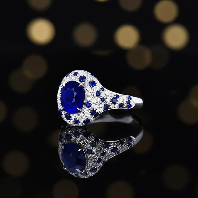 14k Gold 2.57 Ctw Natural Sapphire & Diamond Ring - 2
