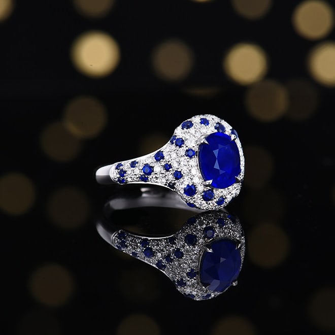 14k Gold 2.57 Ctw Natural Sapphire & Diamond Ring - 3
