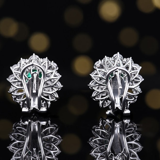 14k Gold 5.42 Ctw Natural Emerald & Sapphire Earrings - 4