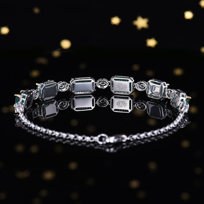14k Gold 5.53 Ctw Natural Emerald & Diamond Bracelet - 4