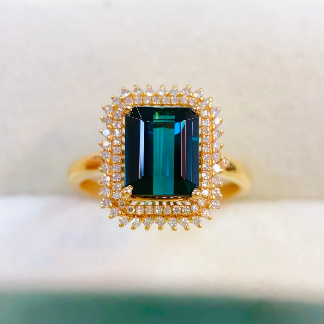 14k Gold 2.9 Ctw Natural Tourmaline & Diamond Ring - 2