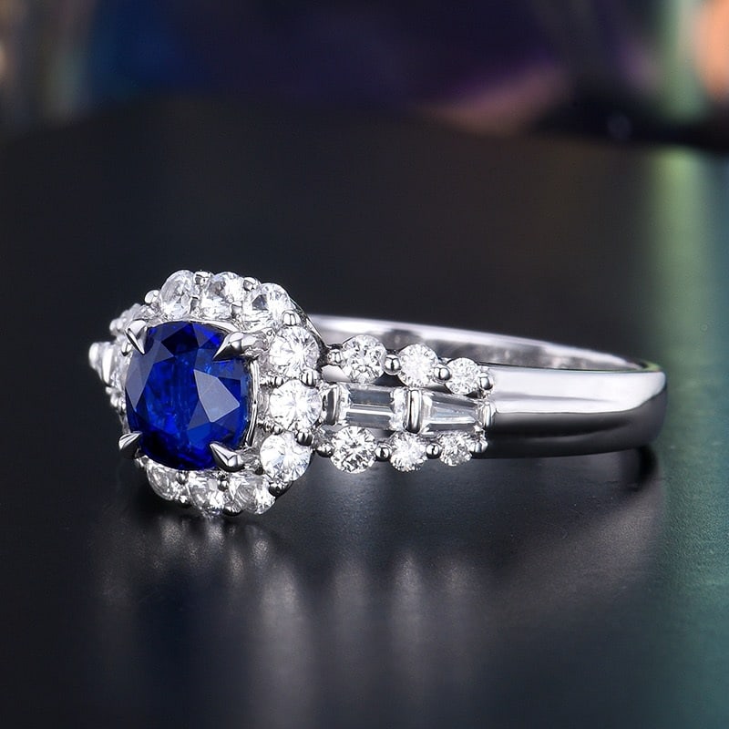 14k Gold 1.06 Ctw Natural Sapphire & Diamond Ring - 2