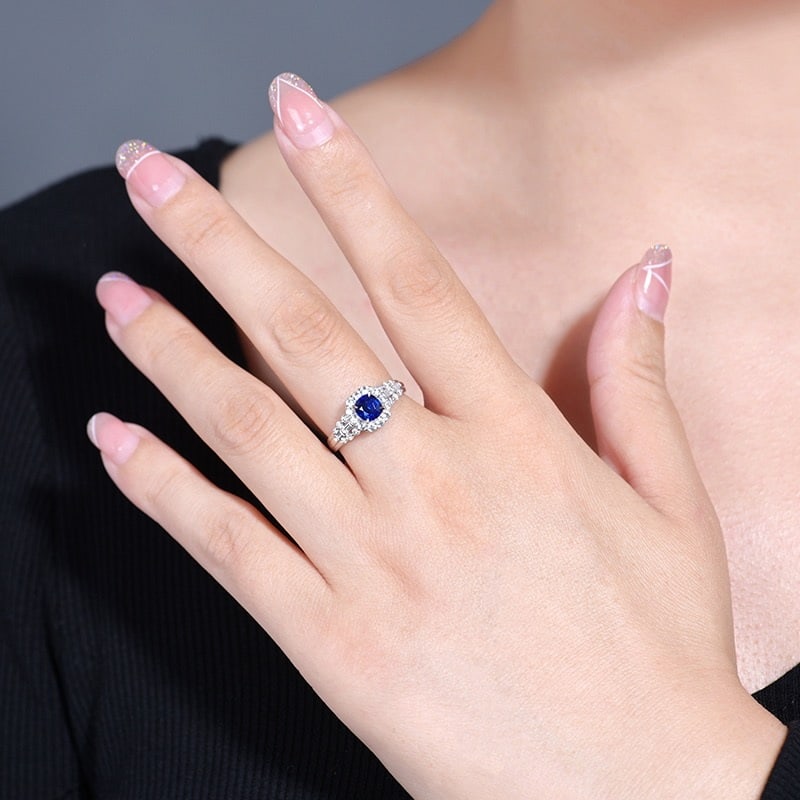 14k Gold 1.06 Ctw Natural Sapphire & Diamond Ring - 6
