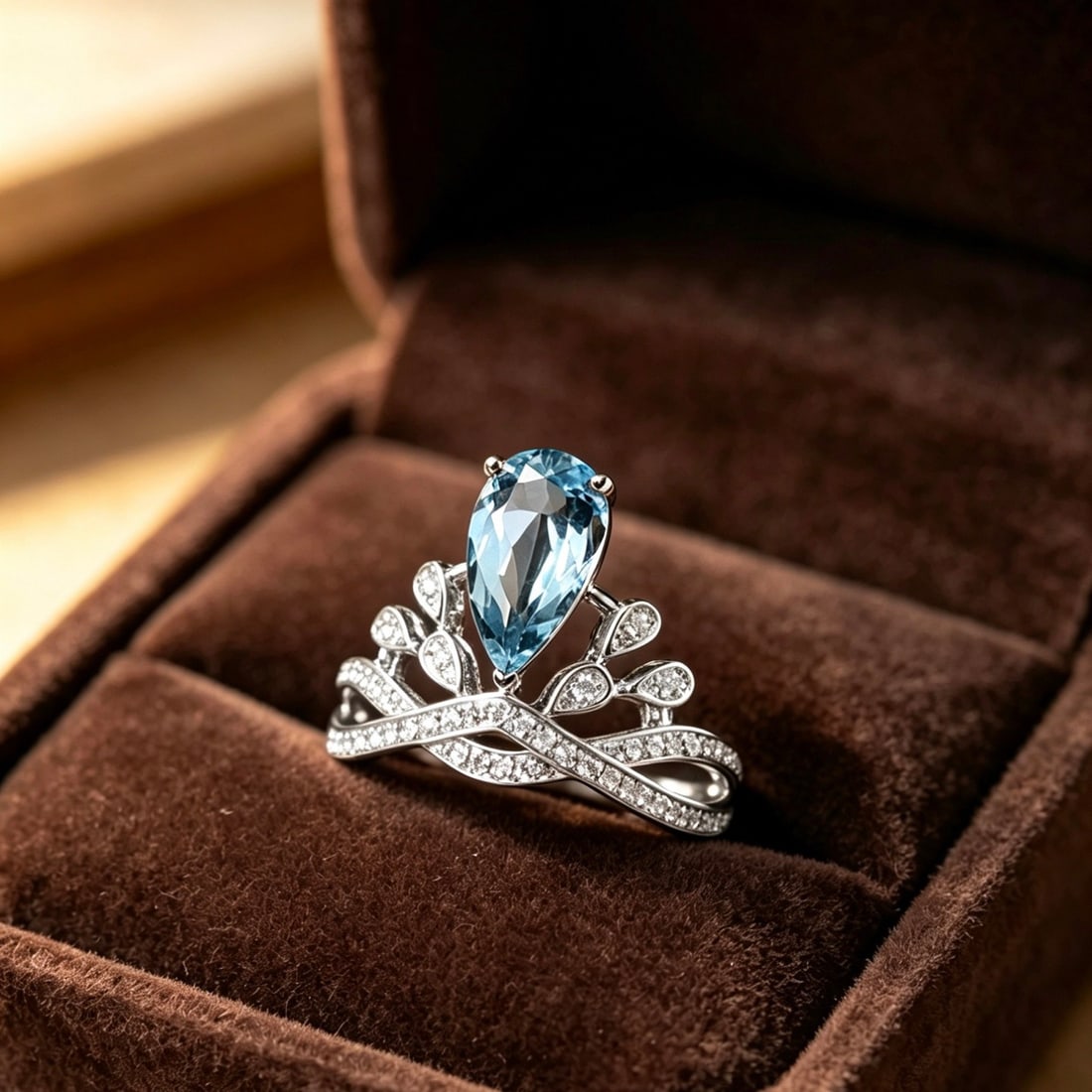 14k Gold 1.46 Ct Natural Aquamarine & Diamond Ring: Ref:231156309 // gold content:14k gold // ring size:7. 25us // // main gemstone:aquamarine // shape:pear // carat weight:1. 46ct // color:blue // treatment:natural // // adjacent gemstone 2 : diamond 