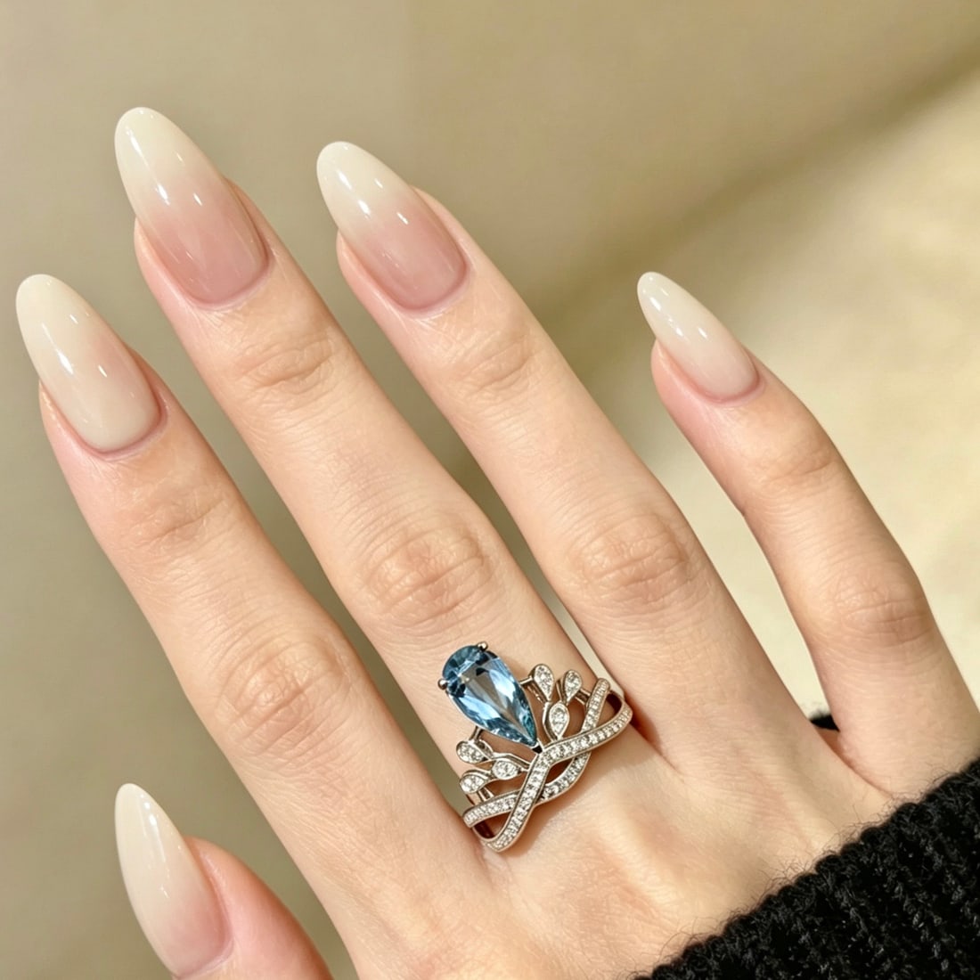 14k Gold 1.46 Ct Natural Aquamarine & Diamond Ring - 2
