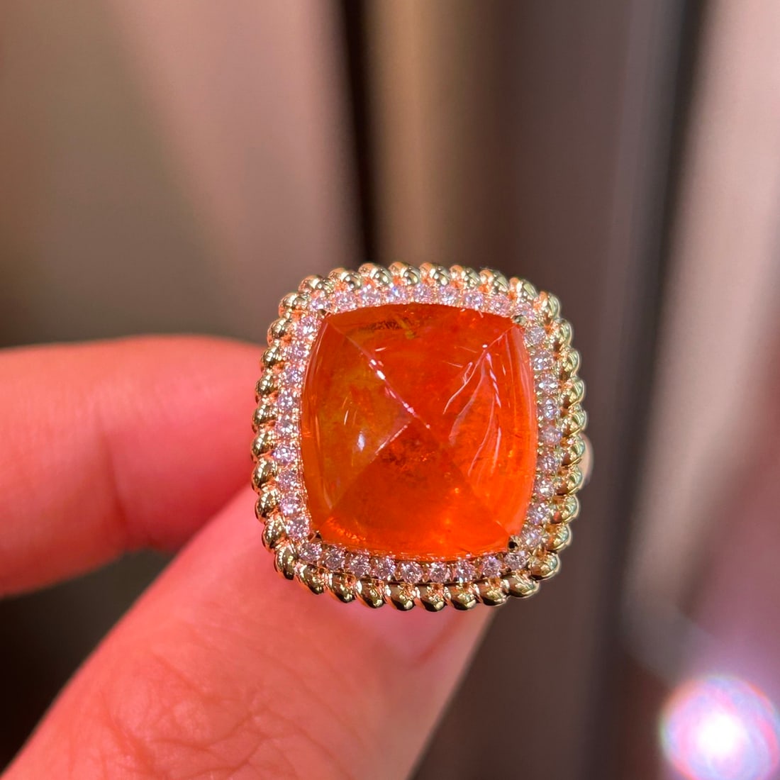 14k Gold 18.54 Ctw Natural Spessartine & Diamond Ring - 2