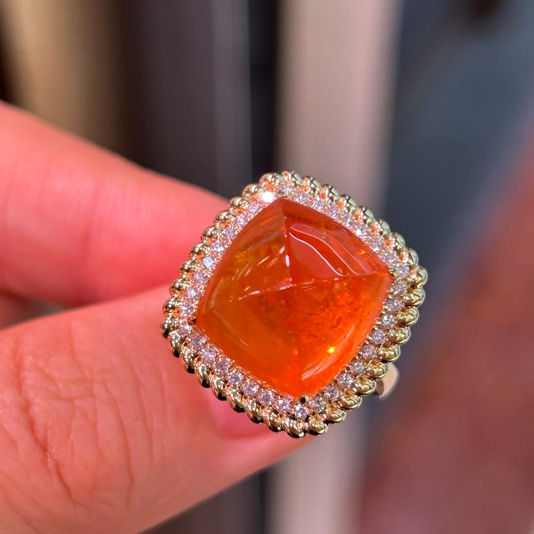 14k Gold 18.54 Ctw Natural Spessartine & Diamond Ring - 4