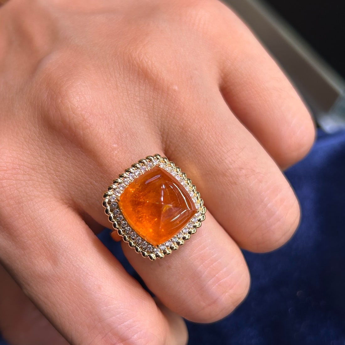 14k Gold 18.54 Ctw Natural Spessartine & Diamond Ring - 5