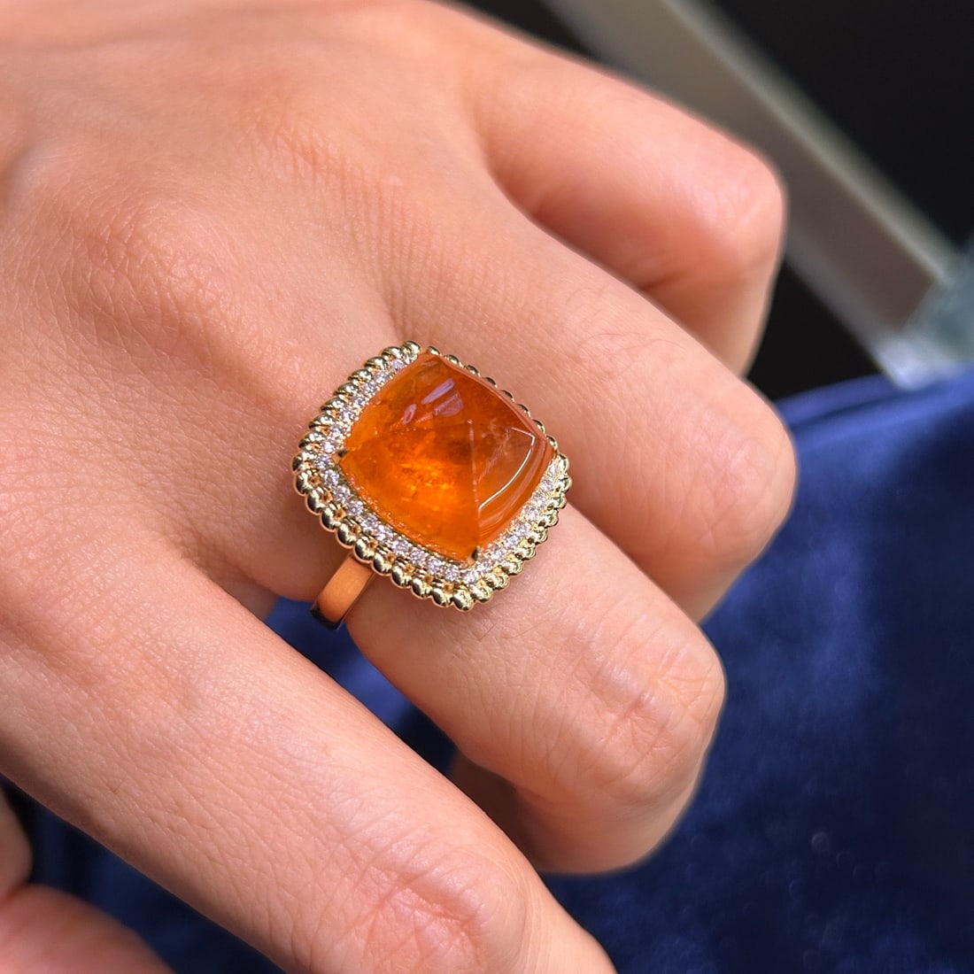 14k Gold 18.54 Ctw Natural Spessartine & Diamond Ring - 6