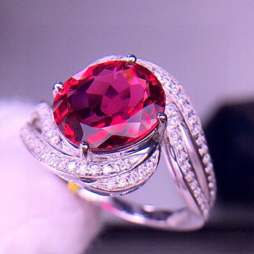 14k Gold 2.9 Ct Natural Tourmaline & Diamond Ring - 3