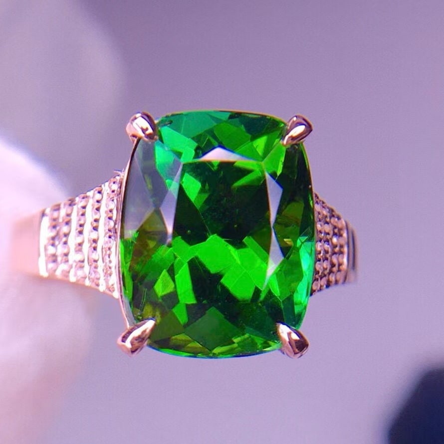 14k Gold 5.85 Ct Natural Tourmaline & Diamond Ring - 4