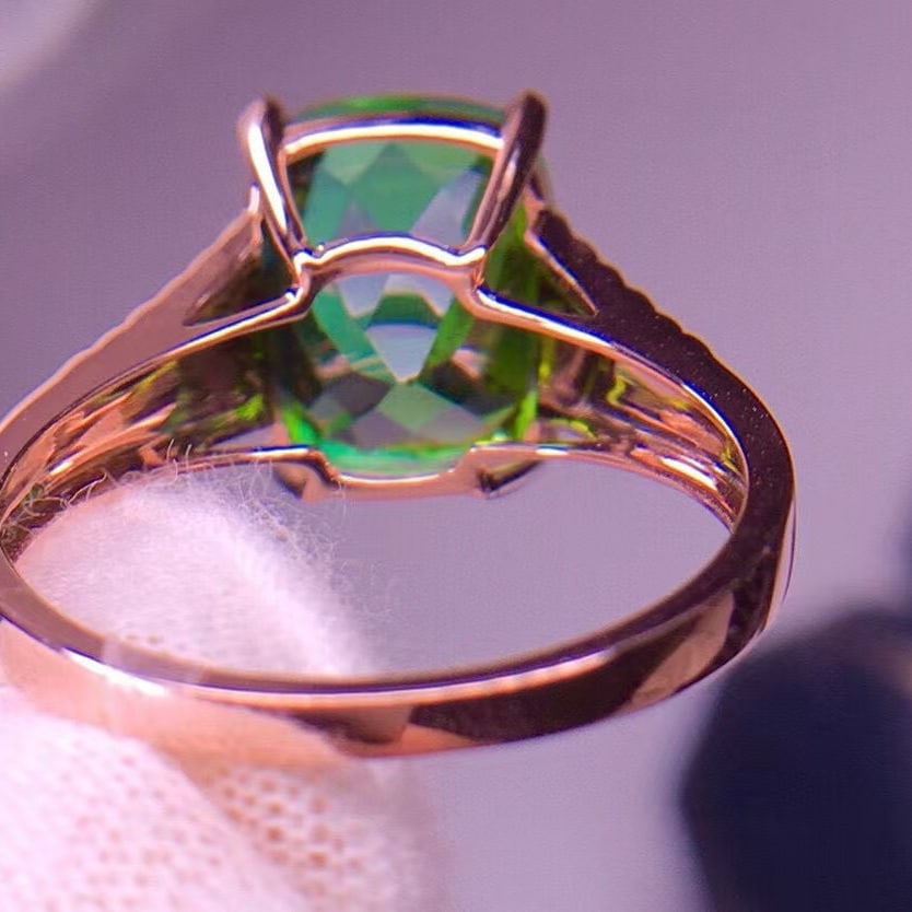 14k Gold 5.85 Ct Natural Tourmaline & Diamond Ring - 6
