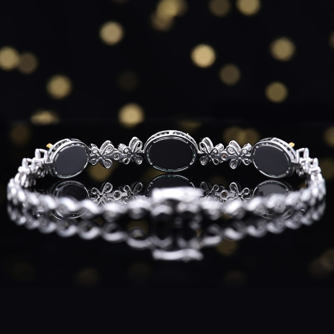 14k Gold 2.69 Ctw Natural Emerald & Diamond Bracelet - 4