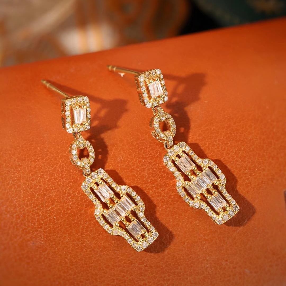 14k Gold 0.5 Ct Natural H Diamond Earrings - 2
