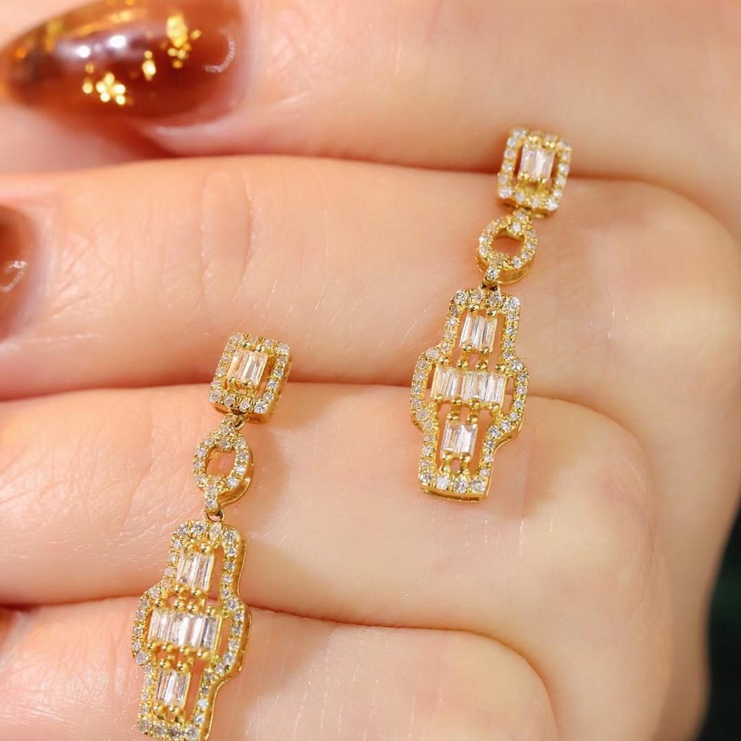 14k Gold 0.5 Ct Natural H Diamond Earrings - 4