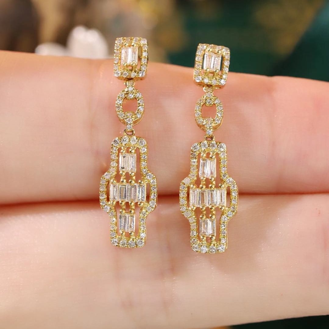 14k Gold 0.5 Ct Natural H Diamond Earrings - 6