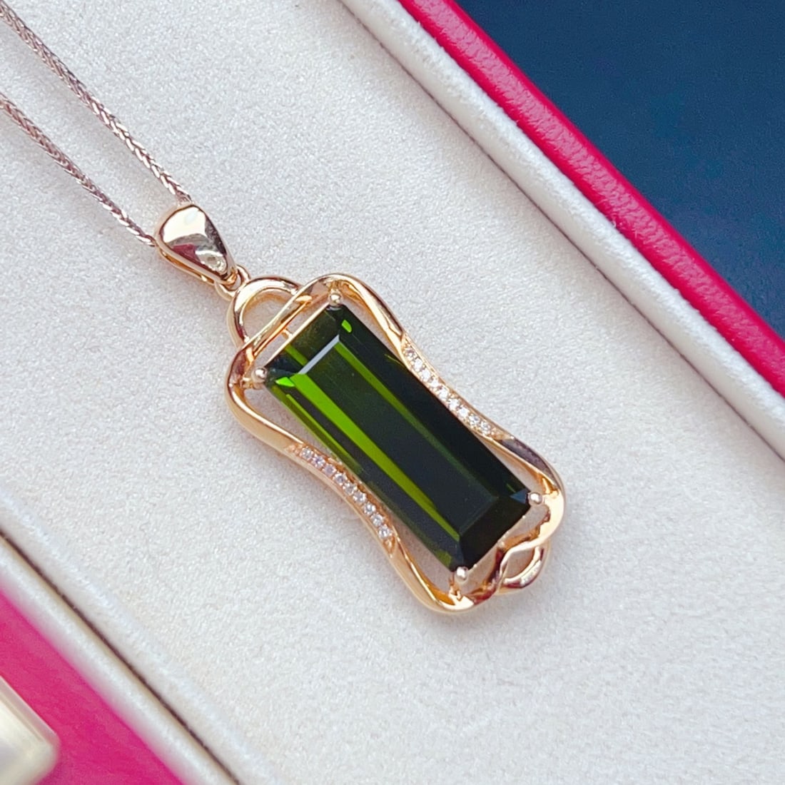 14k Gold 7.85 Ctw Natural Tourmaline & Diamond Pendant( Without Chain ) - 5
