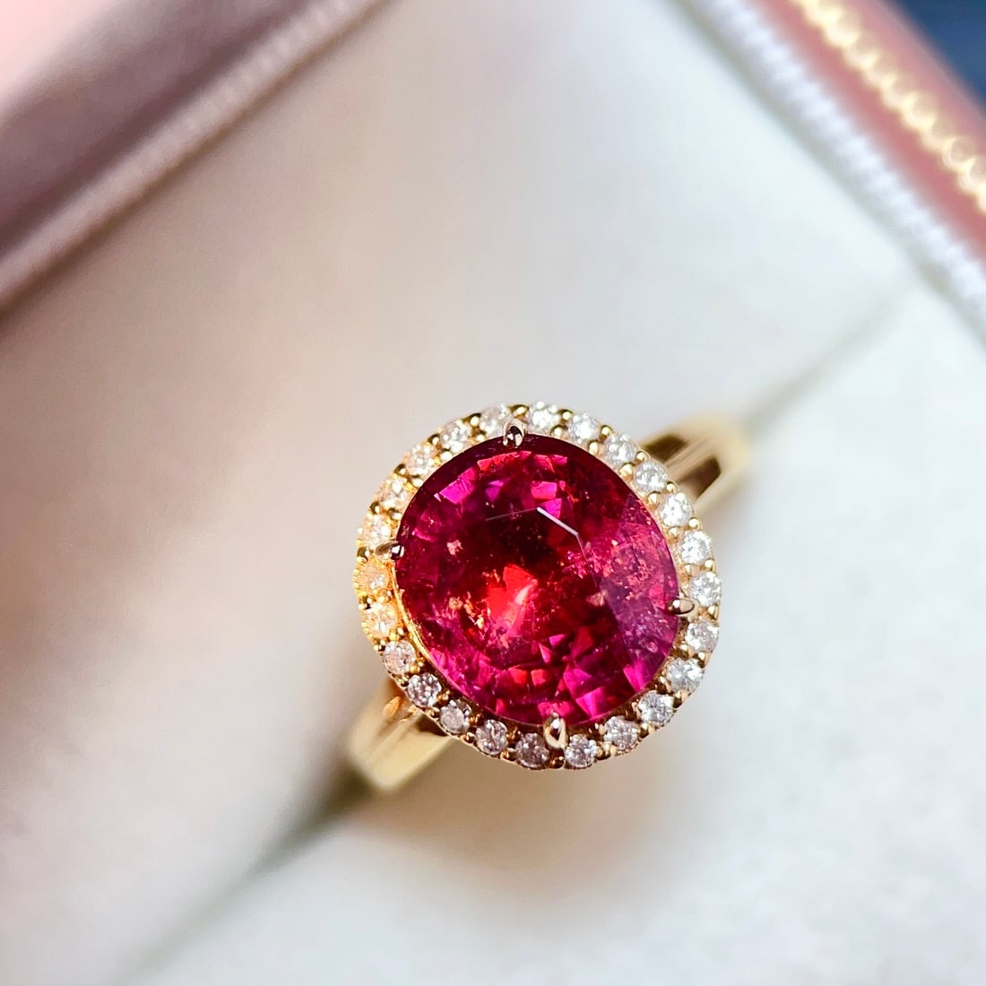 14k Gold 3.84 Ctw Natural Tourmaline & Diamond Ring - 3
