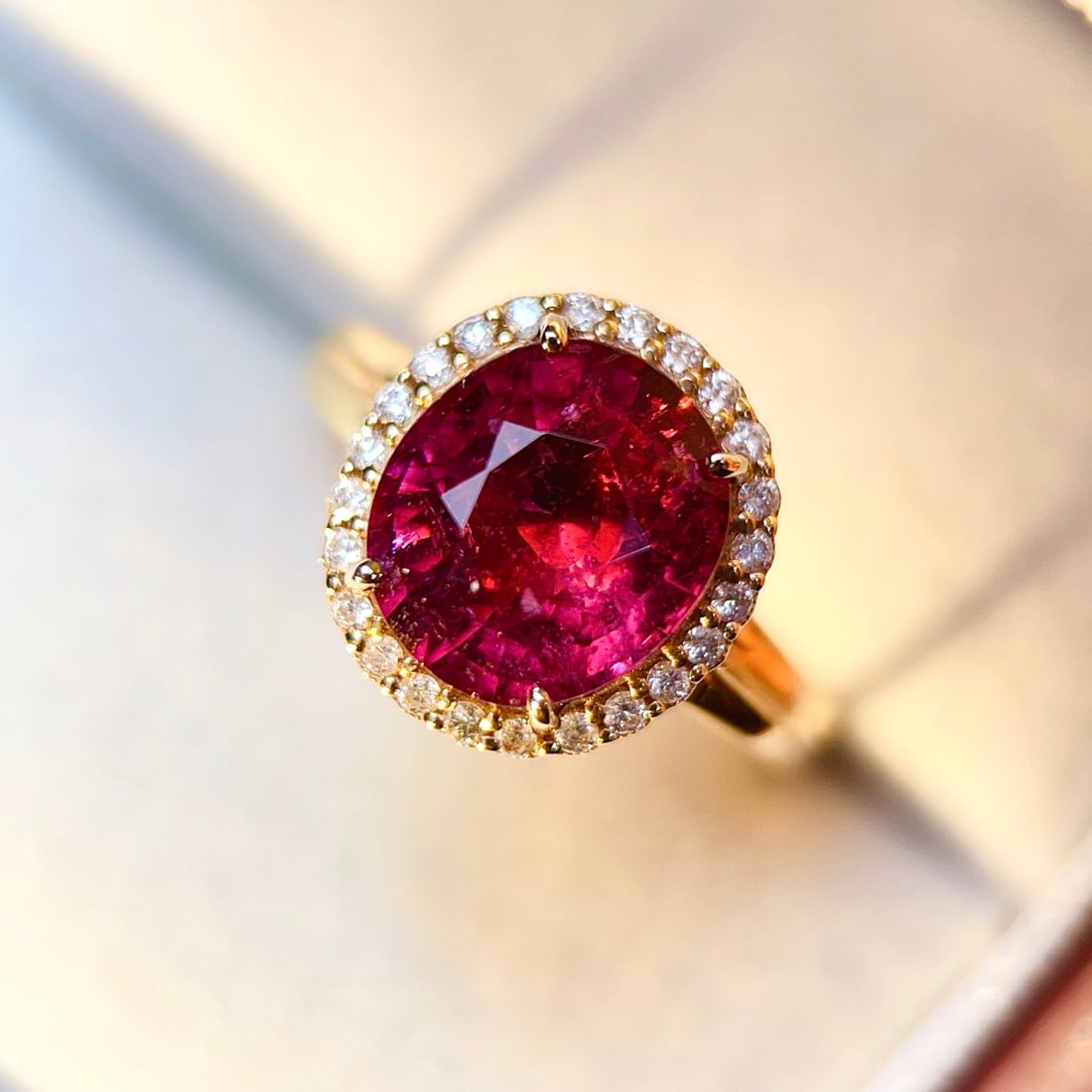 14k Gold 3.84 Ctw Natural Tourmaline & Diamond Ring - 4