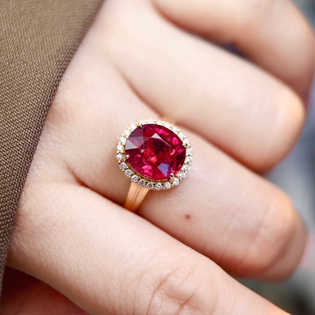 14k Gold 3.84 Ctw Natural Tourmaline & Diamond Ring - 6